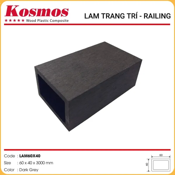 Thanh Lam Gỗ Nhựa Ngoài Trời Kosmos LAM60X40 Dark Grey